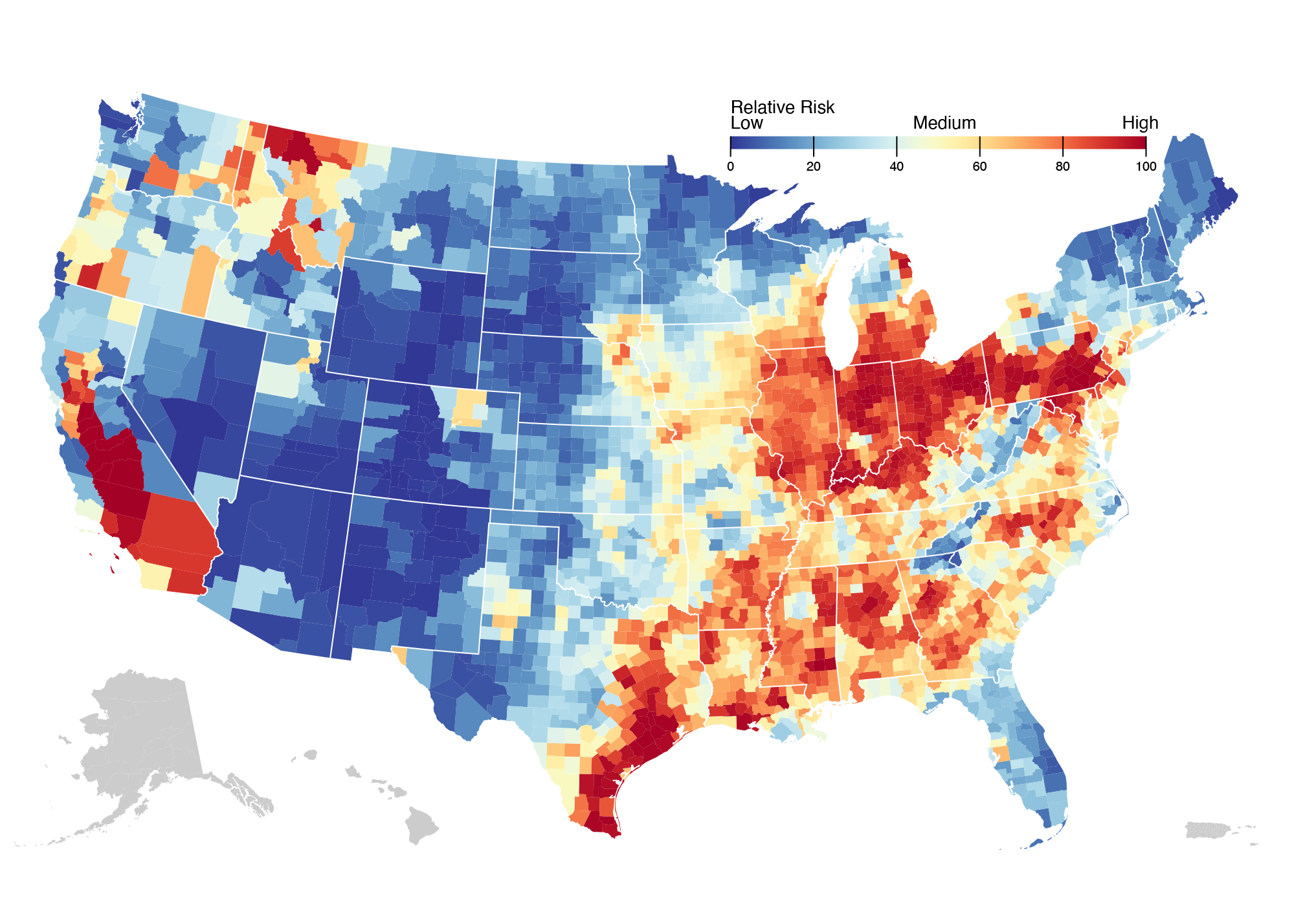 Research Uncovers Hot Spots Of Environmental And Economic Risks   Exposure To Airborne Particulate MatterRelative Risk 